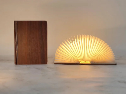 LED Wooden Book Lamp – 5-Color USB Bedside Night Light