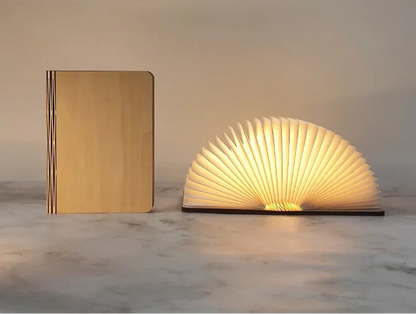 LED Wooden Book Lamp – 5-Color USB Bedside Night Light