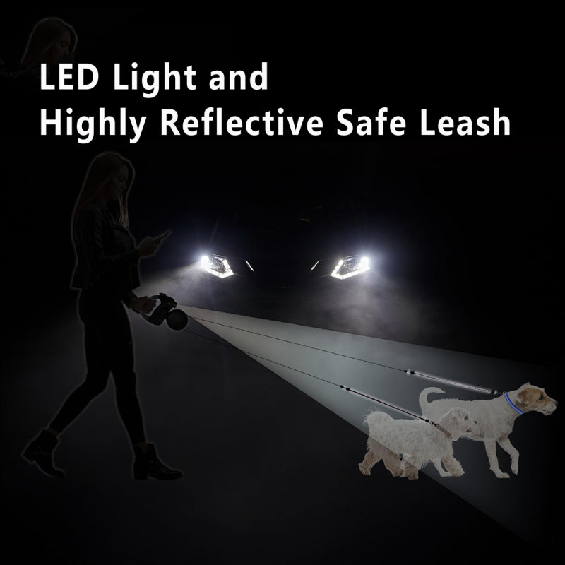 Twist-Free Duo Leash – Walk Two Dogs with Control & Visibility