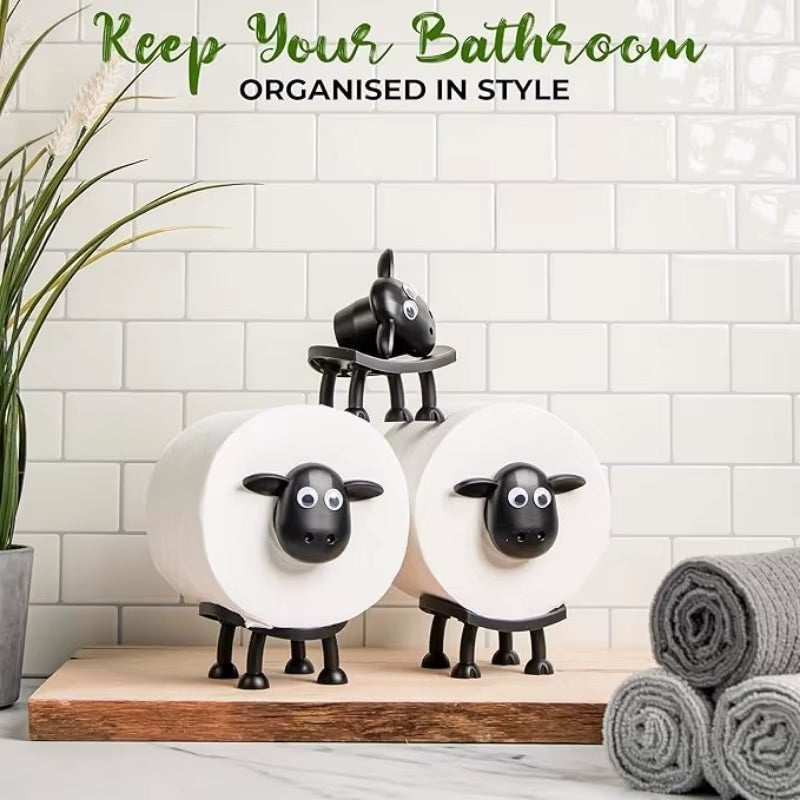Adorable Sheep Dog Toilet Tissue Rack - Charming Free Standing Paper Holder for Your Bathroom Decor