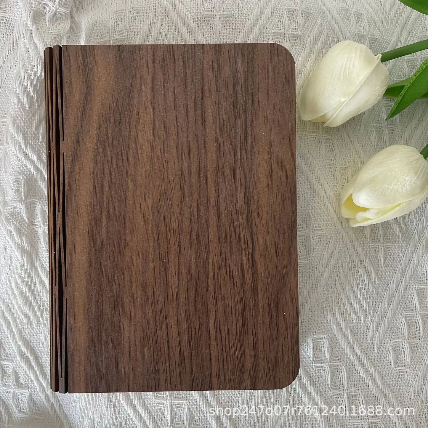 LED Wooden Book Lamp – 5-Color USB Bedside Night Light