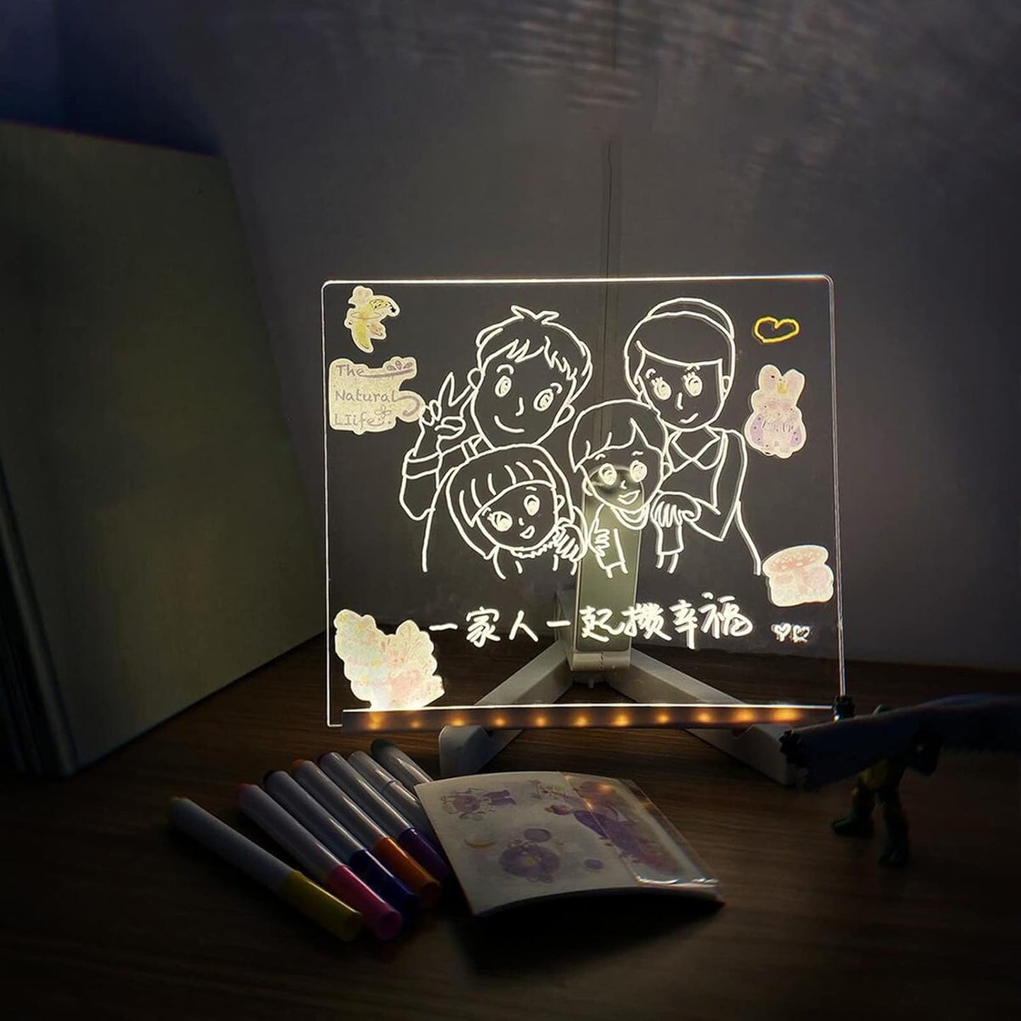 Neon Message Board – Light-Up Acrylic with 7 Pens