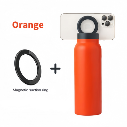 2-in-1 Sports Bottle – 24oz Insulated Steel Thermos with Straw & Magnetic Phone Holder