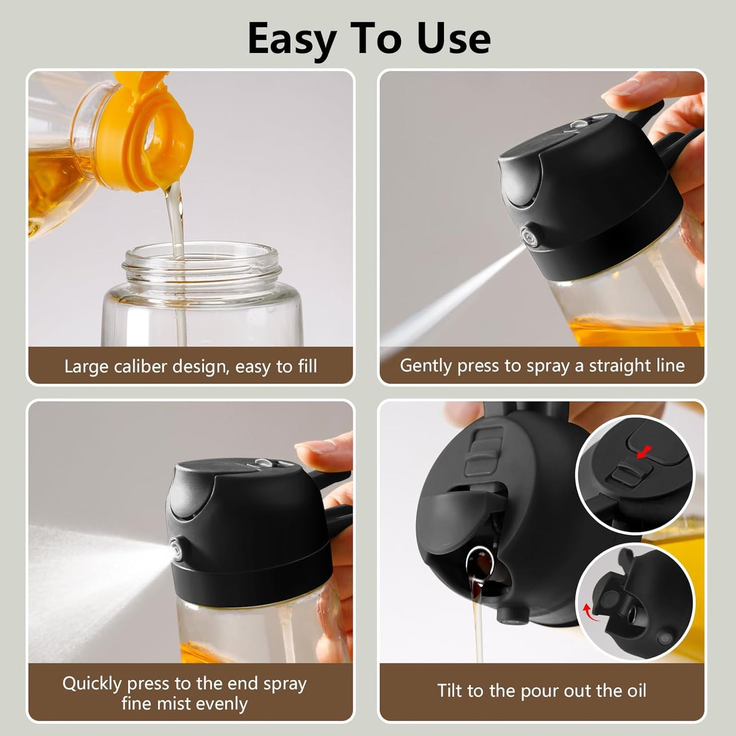 VolSpray Glass Olive Oil Spray & Pour Dispenser – 470ml