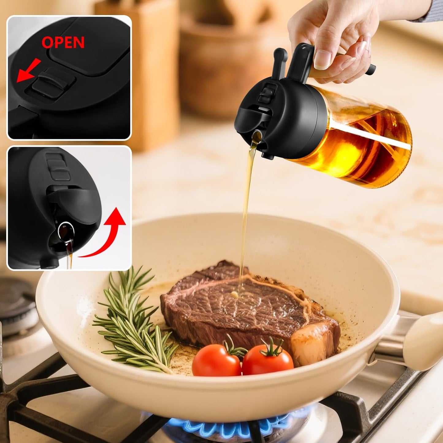 VolSpray Glass Olive Oil Spray & Pour Dispenser – 470ml