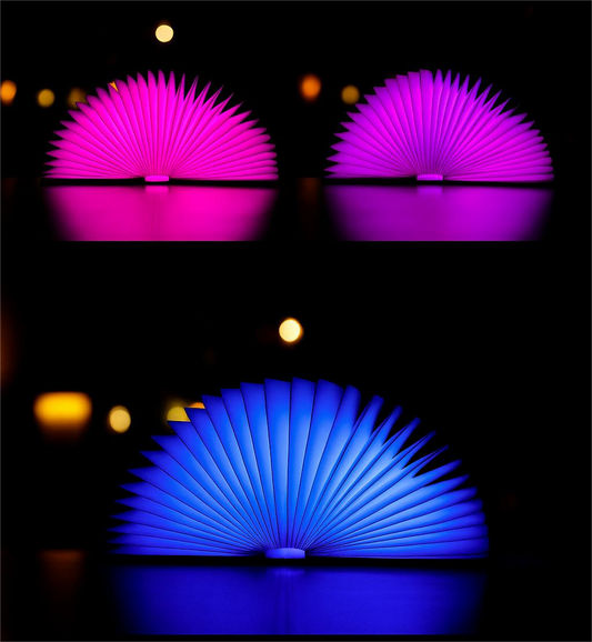 LED Wooden Book Lamp – 5-Color USB Bedside Night Light
