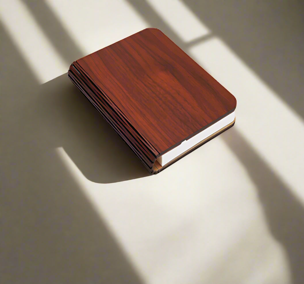 LED Wooden Book Lamp – 5-Color USB Bedside Night Light