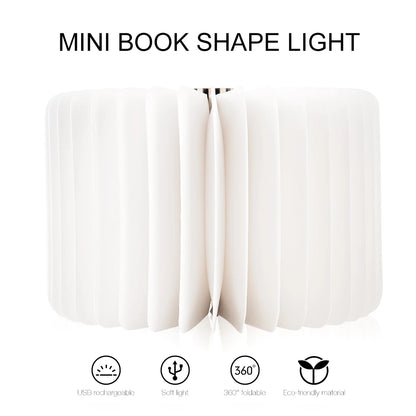 LED Wooden Book Lamp – 5-Color USB Bedside Night Light