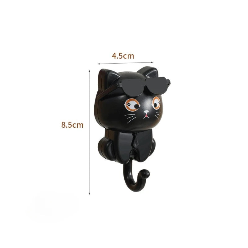 Chic Cat Sunglasses Hook – Decorative Self-Stick Wall Key Holder