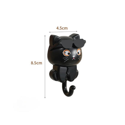 Chic Cat Sunglasses Hook – Decorative Self-Stick Wall Key Holder