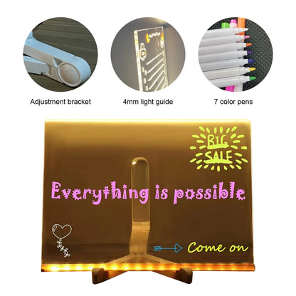 Neon Message Board – Light-Up Acrylic with 7 Pens