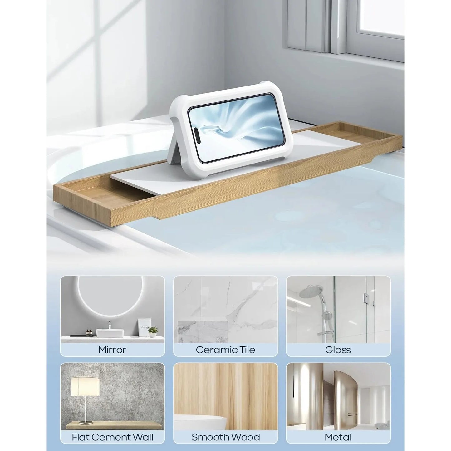 Waterproof 480° Rotating Shower Phone Holder, Up to 7" Screen