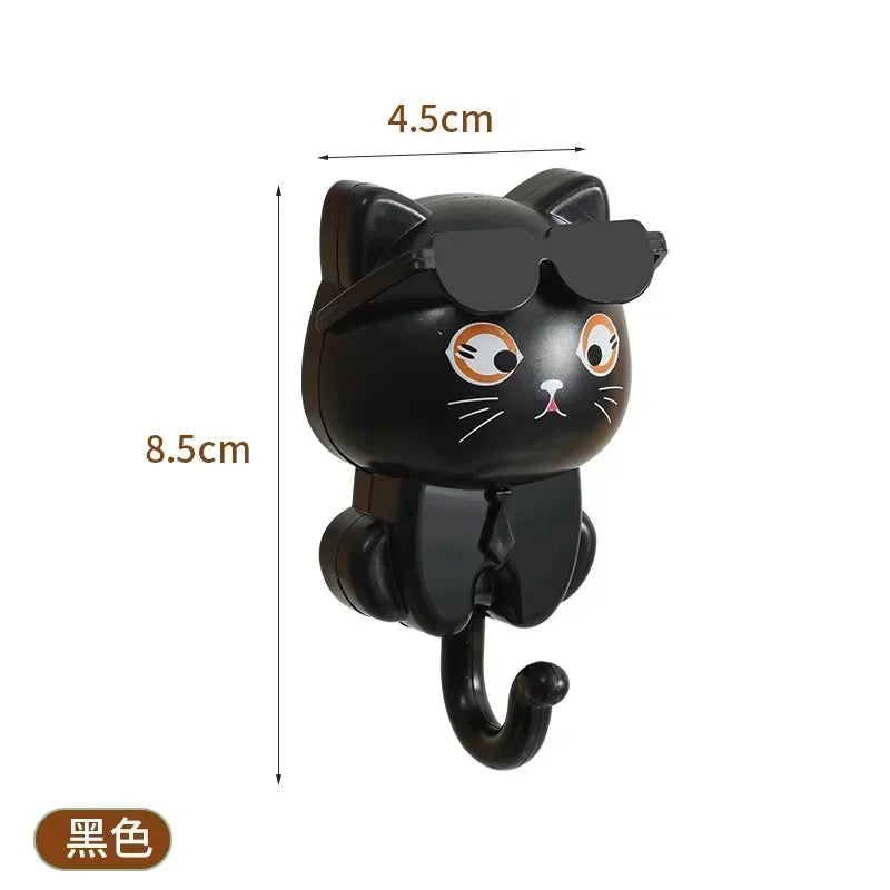 Chic Cat Sunglasses Hook – Decorative Self-Stick Wall Key Holder