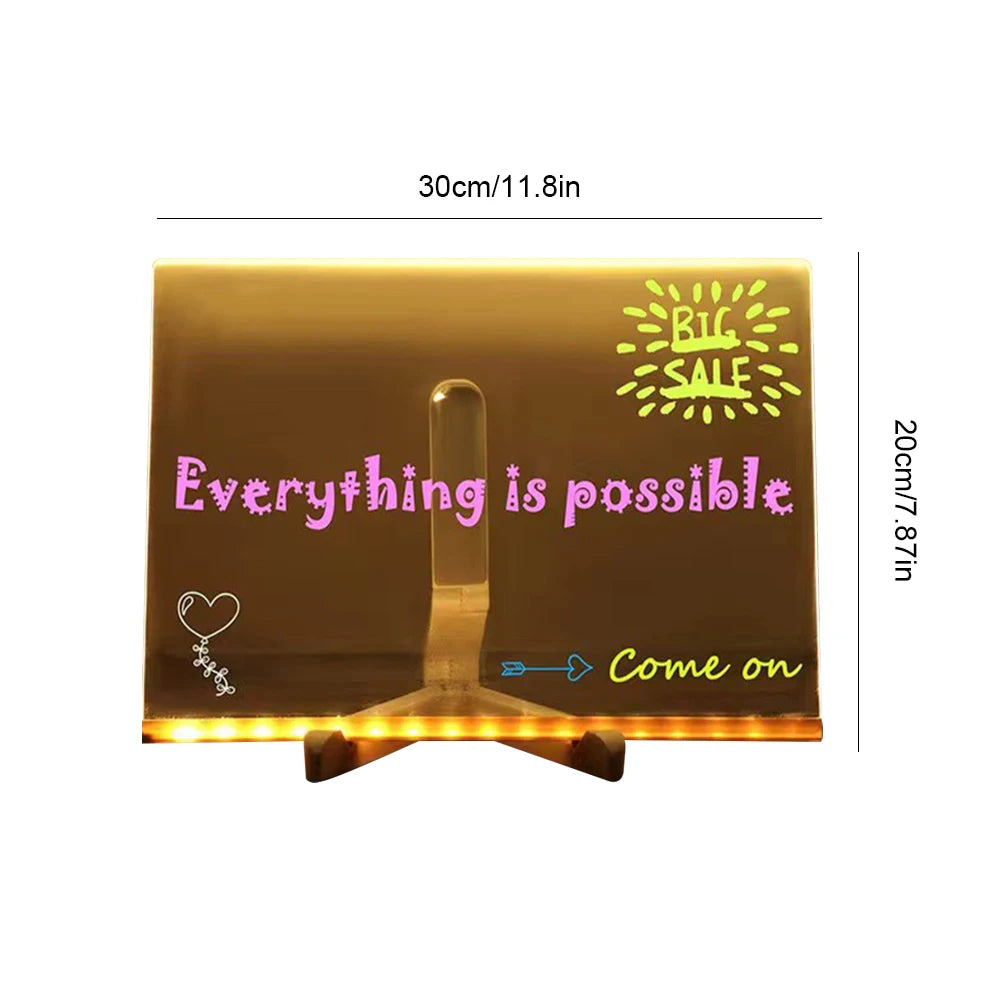 Neon Message Board – Light-Up Acrylic with 7 Pens