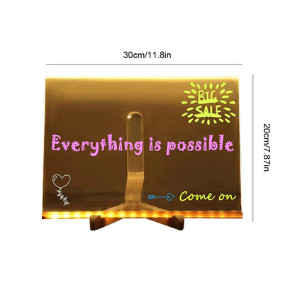 Neon Message Board – Light-Up Acrylic with 7 Pens