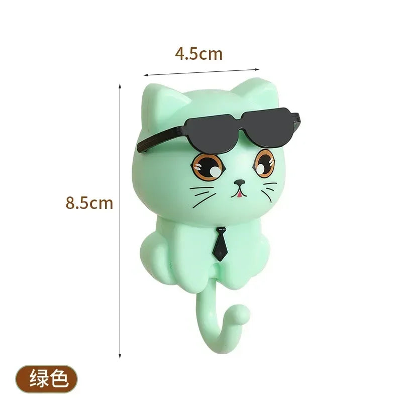 Chic Cat Sunglasses Hook – Decorative Self-Stick Wall Key Holder