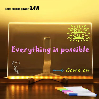 Neon Message Board – Light-Up Acrylic with 7 Pens