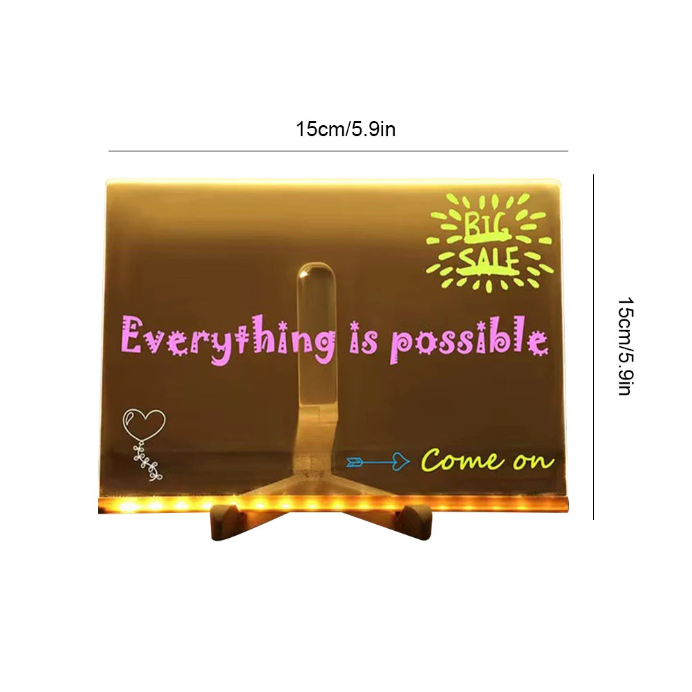 Neon Message Board – Light-Up Acrylic with 7 Pens