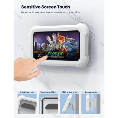 Waterproof 480° Rotating Shower Phone Holder, Up to 7" Screen