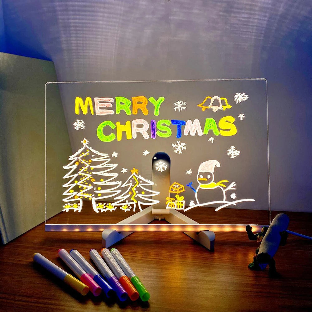 Neon Message Board – Light-Up Acrylic with 7 Pens