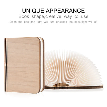 LED Wooden Book Lamp – 5-Color USB Bedside Night Light