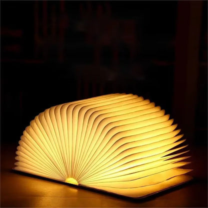 LED Wooden Book Lamp – 5-Color USB Bedside Night Light