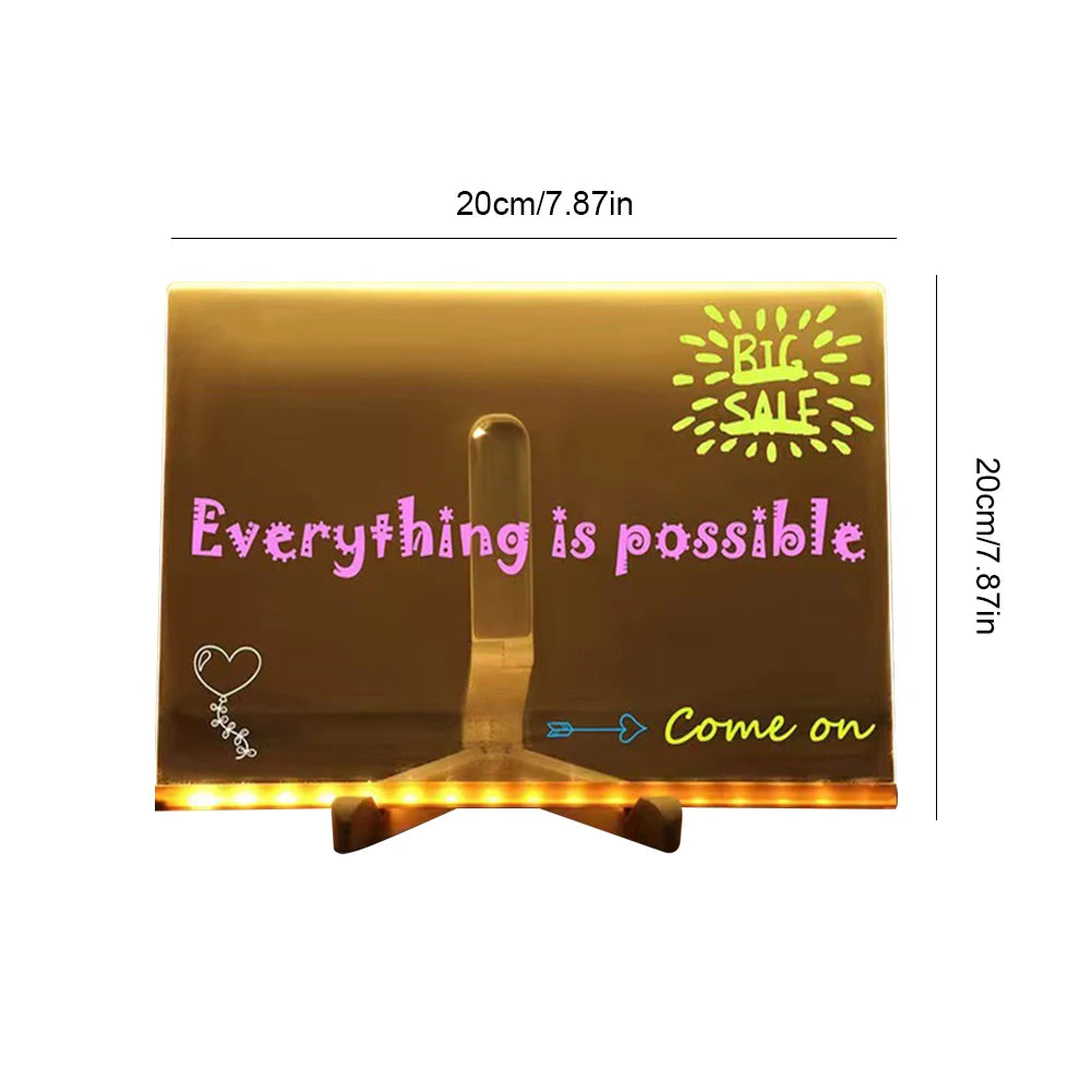 Neon Message Board – Light-Up Acrylic with 7 Pens