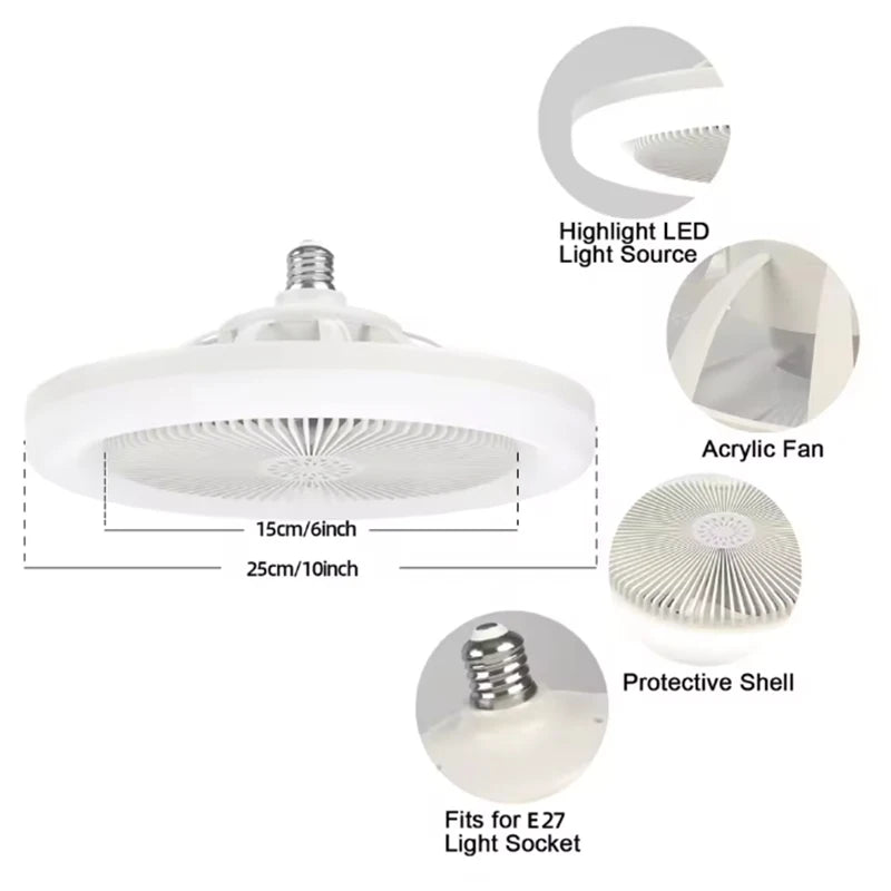 Smart Ceiling Fan Light – E27 Screw-In with Remote Control