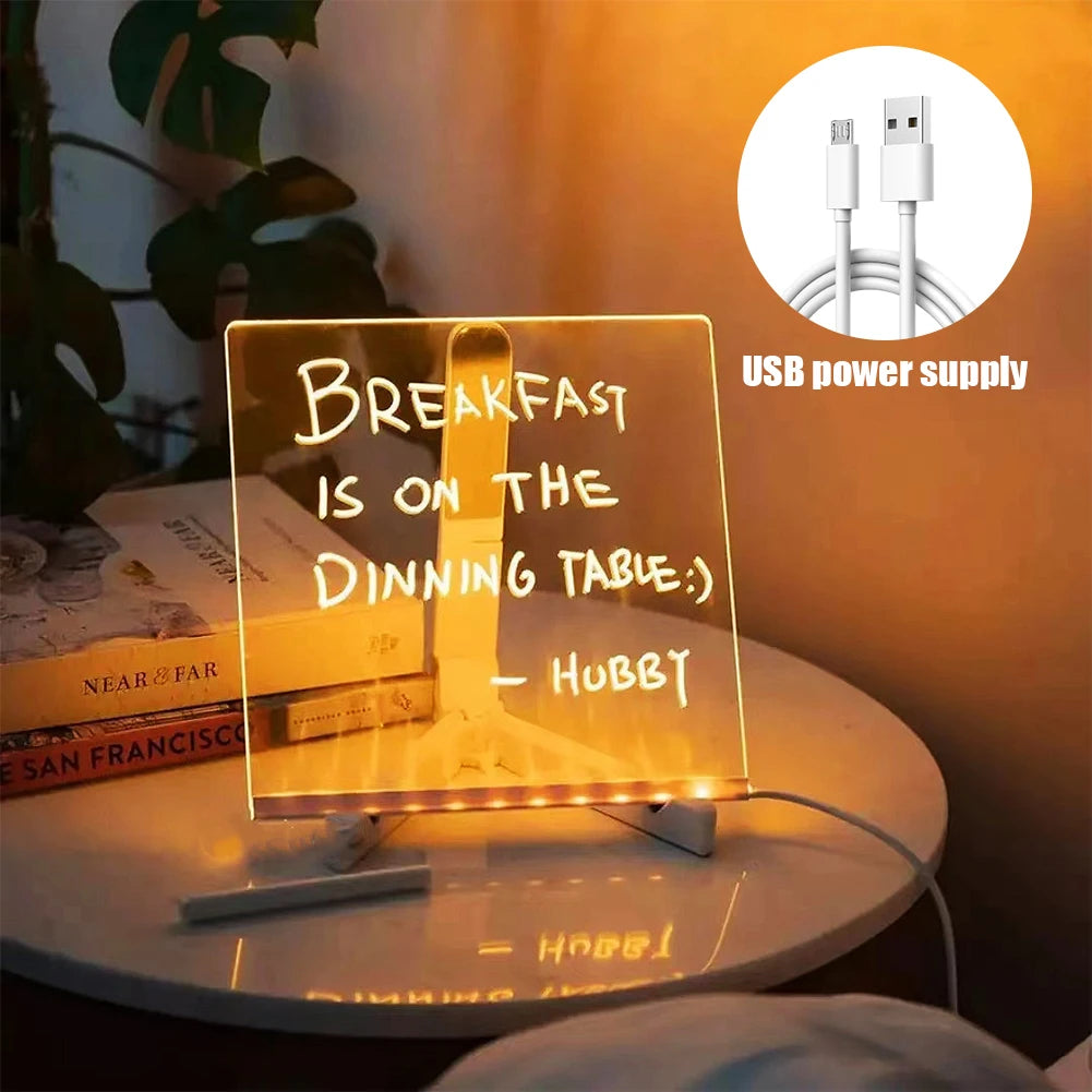 Neon Message Board – Light-Up Acrylic with 7 Pens