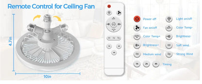 Smart Ceiling Fan Light – E27 Screw-In with Remote Control