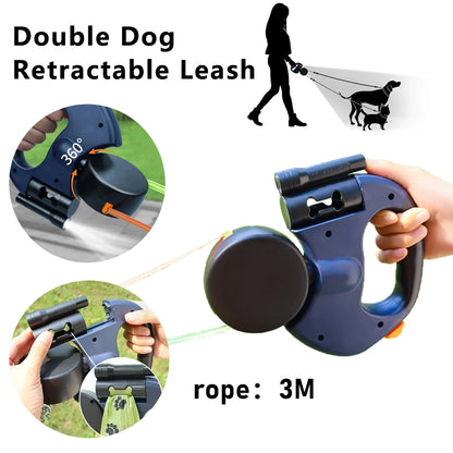 Twist-Free Duo Leash – Walk Two Dogs with Control & Visibility