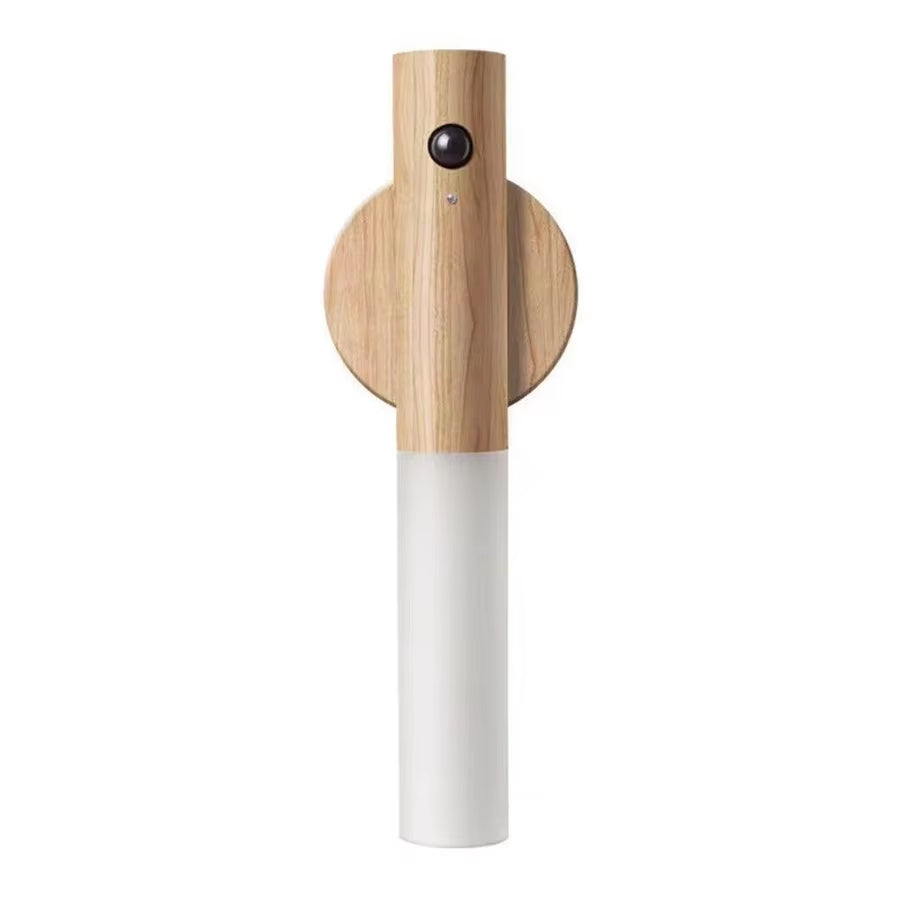 Rechargeable Human Body Induction Night Light Magnetic Motion Sensor Wood Wall Lamp Cabinet Light for Kitchen Stairs Wardrobe